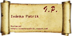 Ivánka Patrik névjegykártya