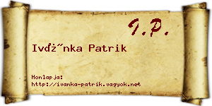 Ivánka Patrik névjegykártya